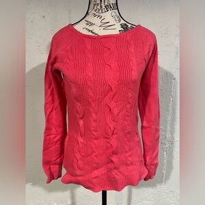 Coral pink cable front sweater  women’s small